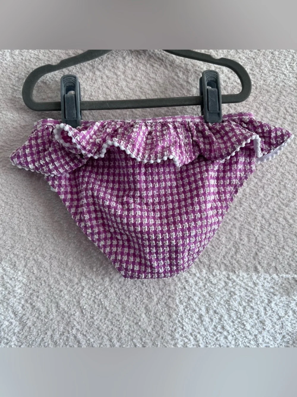 Janie And‎ Jack Two Piece Bikini Set Seersucker Purple White Bathing Suit Size 8